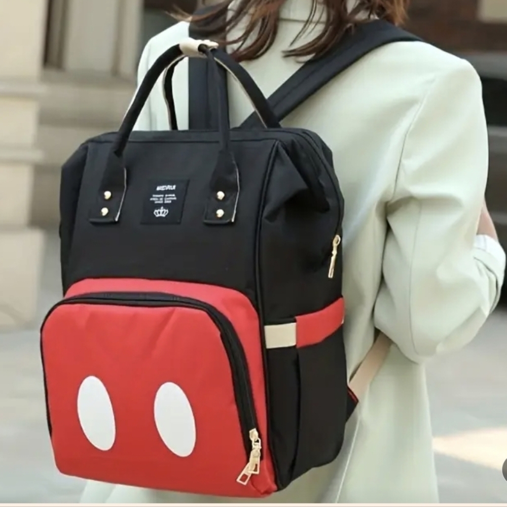 Black & Red Casual Backpack with Front Pocket